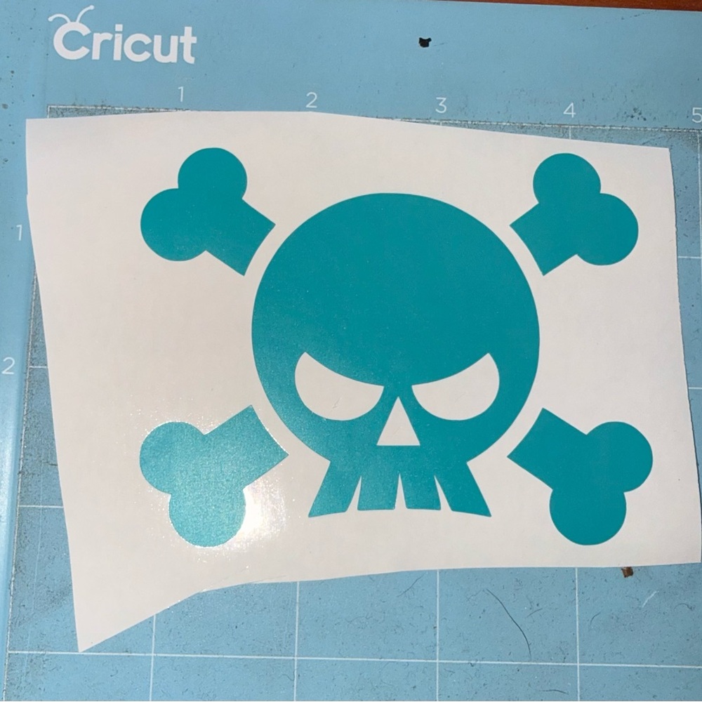 Teal Skull and Crossbones Decal